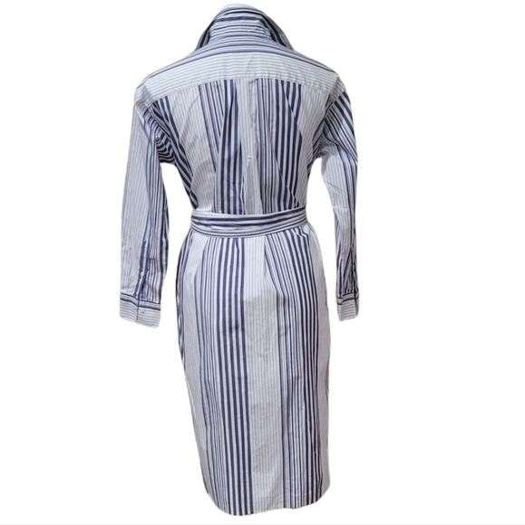 Striped Belted Midi Cotton Shirt Dress Womens Size XS - Picture 3 of 14